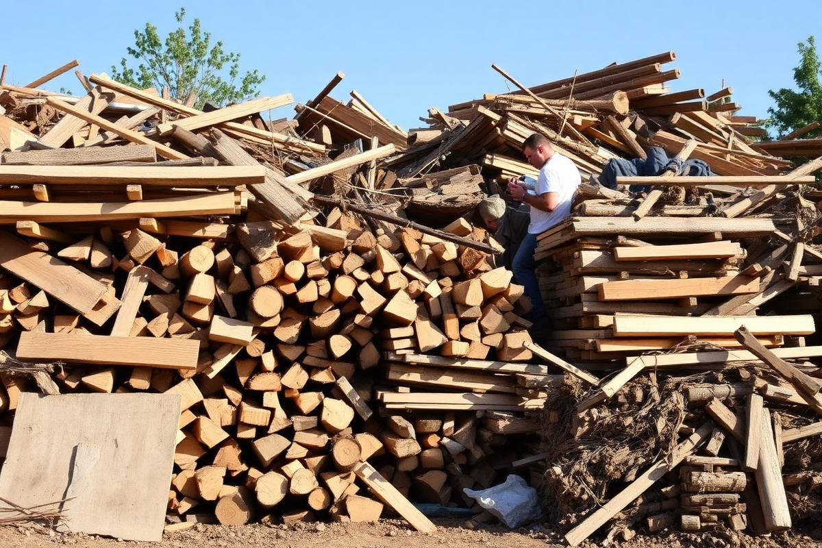 Construction offcuts stacked for removal